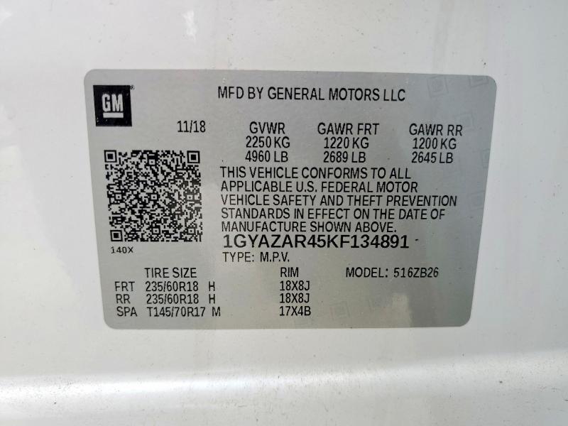 2019 Cadillac Xt4 მანქანა იყიდება აუქციონზე, vin: 1GYAZAR45KF134891, აუქციონის ნომერი: 52550916