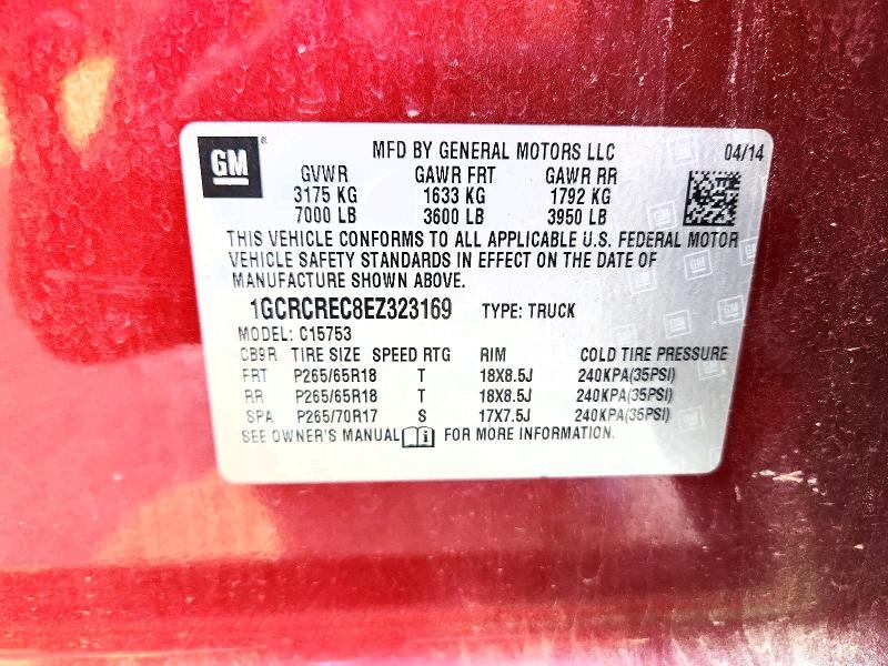 53452166 :رقم المزاد ، 1GCRCREC8EZ323169 vin ، 2014 Chevrolet Silverado مزاد بيع