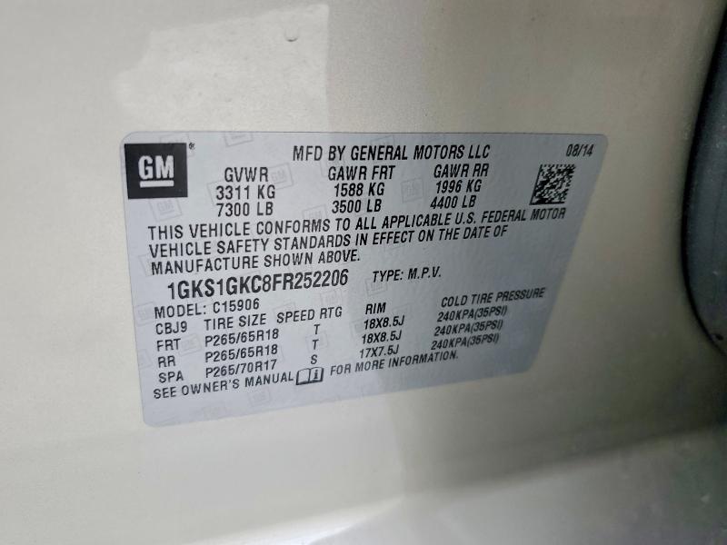 Aukcja sprzedaży 2015 Gmc Yukon Xl, vin: 1GKS1GKC8FR252206, numer aukcji: 54688646