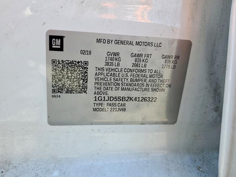 Aukcja sprzedaży 2019 Chevrolet Sonic, vin: 1G1JD5SB2K4126322, numer aukcji: 54110706