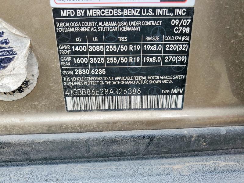 Продажа на аукционе авто 2008 Mercedes-benz Ml, vin: 4JGBB86E28A326386, номер лота: 52608286