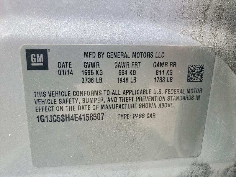 54332856 :رقم المزاد ، 1G1JC5SH4E4158507 vin ، 2014 Chevrolet Sonic مزاد بيع