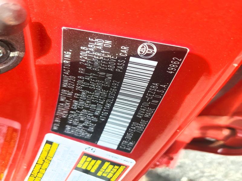 Продажа на аукционе авто 2020 Toyota Camry, vin: 4T1G11AK2LU356492, номер лота: 53583846