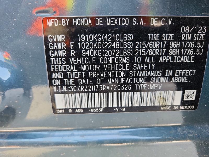 2024 Honda Hr-v მანქანა იყიდება აუქციონზე, vin: 3CZRZ2H73RM720326, აუქციონის ნომერი: 53599376