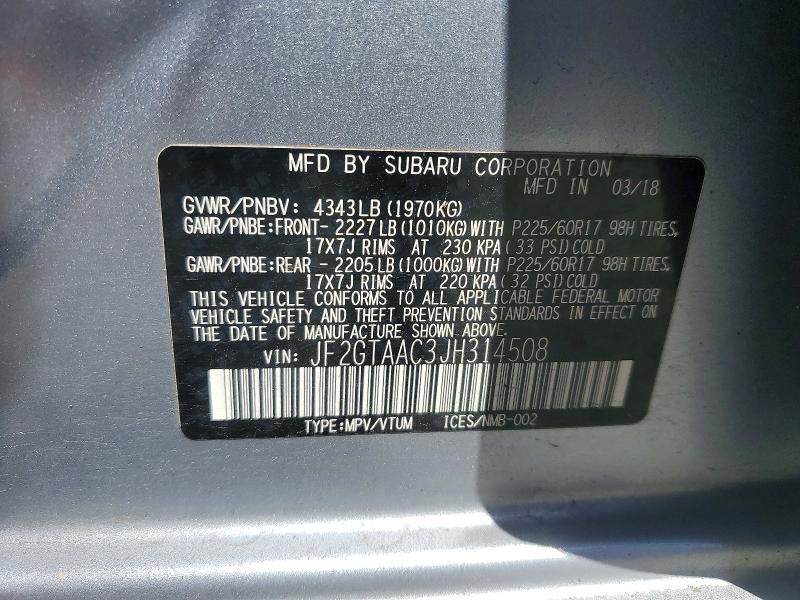 Продаж на аукціоні авто 2018 Subaru Crosstrek, vin: JF2GTAAC3JH314508, номер лоту: 54834476