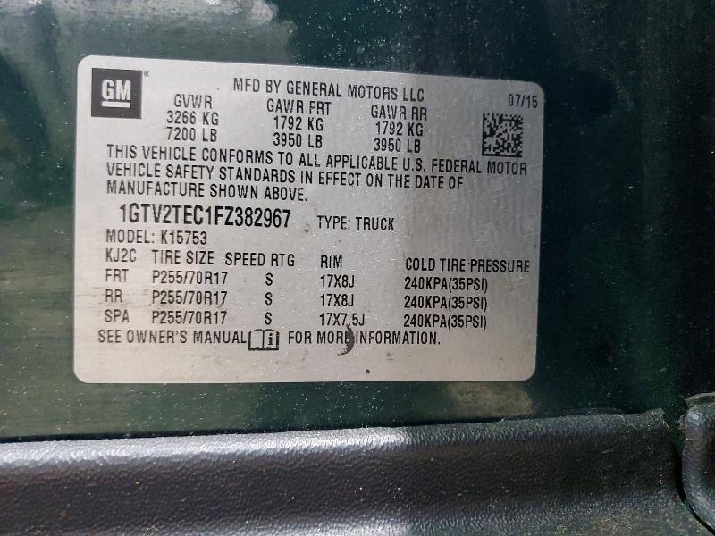 Aukcja sprzedaży 2015 Gmc Sierra, vin: 1GTV2TEC1FZ382967, numer aukcji: 54907476