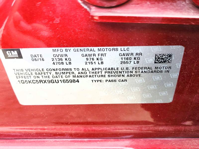 2016 Cadillac Ct6 მანქანა იყიდება აუქციონზე, vin: 1G6KC5RX9GU165984, აუქციონის ნომერი: 54016806