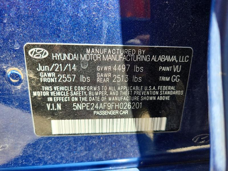 2015 Hyundai Sonata მანქანა იყიდება აუქციონზე, vin: 5NPE24AF9FH026201, აუქციონის ნომერი: 53846956