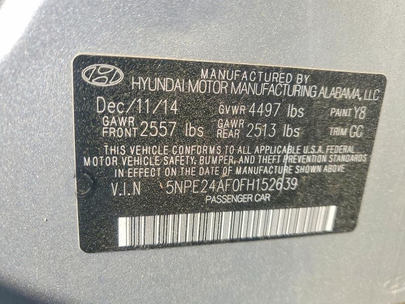 2015 Hyundai Sonata მანქანა იყიდება აუქციონზე, vin: 5NPE24AF0FH152639, აუქციონის ნომერი: 50819806