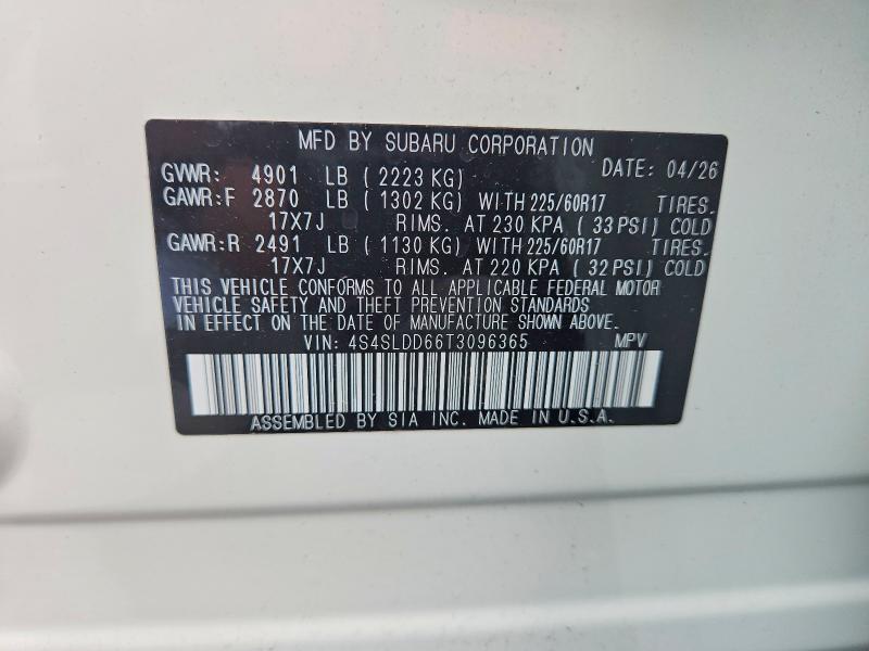 2026 Subaru Forester მანქანა იყიდება აუქციონზე, vin: 4S4SLDD66T3096365, აუქციონის ნომერი: 53844416