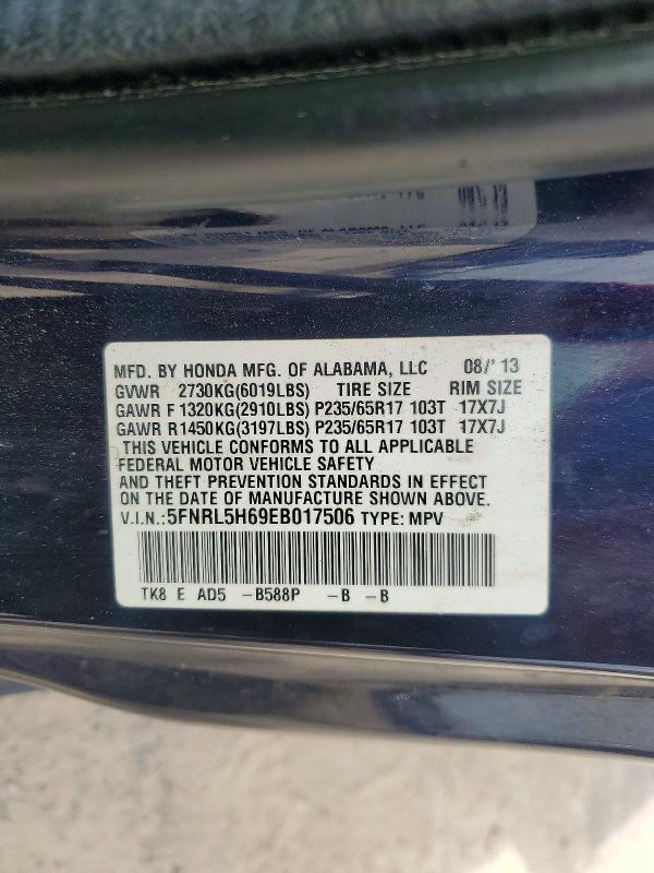 Продажа на аукционе авто 2014 Honda Odyssey, vin: 5FNRL5H69EB017506, номер лота: 52774666