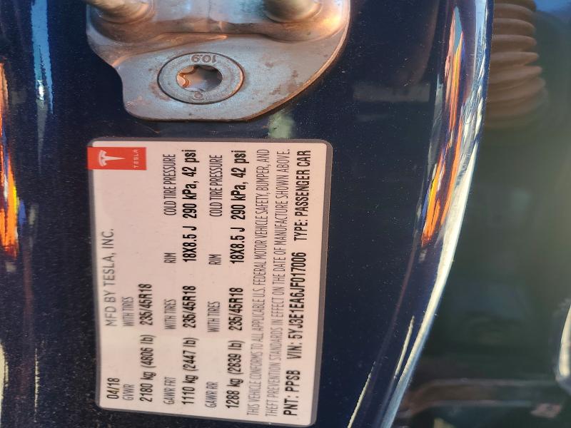 Продажа на аукционе авто 2018 Tesla Model 3, vin: 5YJ3E1EA6JF017006, номер лота: 54898636