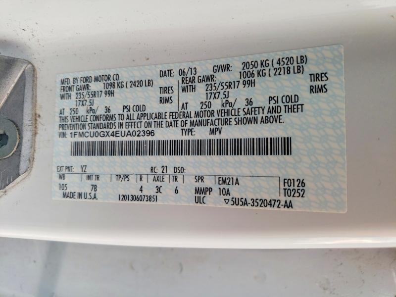 Aukcja sprzedaży 2014 Ford Escape, vin: 1FMCU0GX4EUA02396, numer aukcji: 52855806
