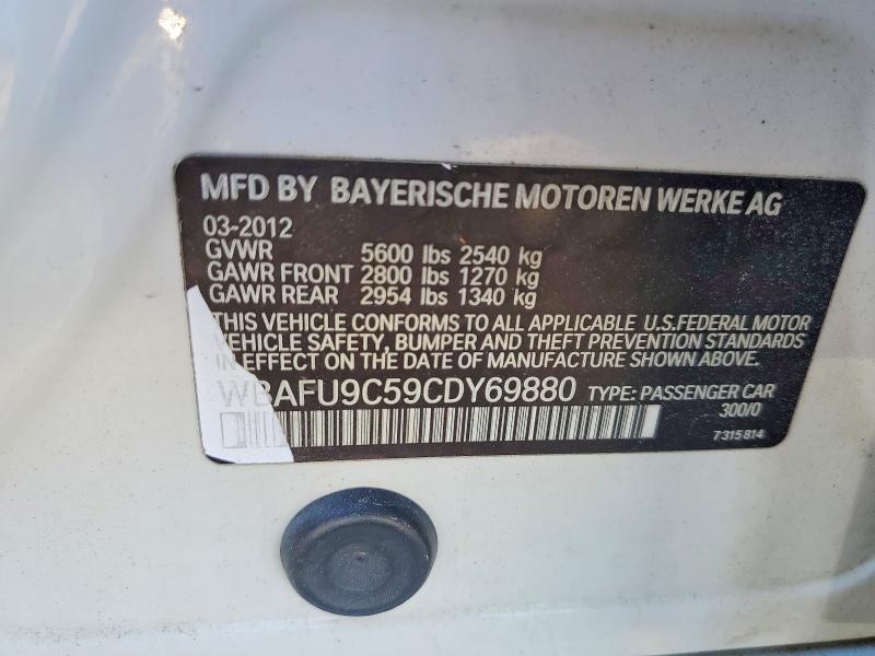 2012 Bmw 550 მანქანა იყიდება აუქციონზე, vin: WBAFU9C59CDY69880, აუქციონის ნომერი: 53364906