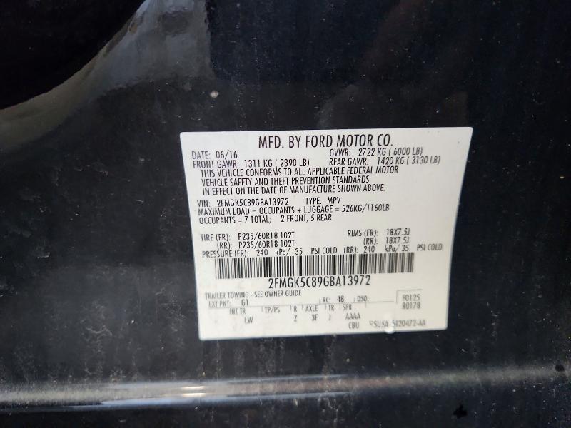 2016 Ford Flex მანქანა იყიდება აუქციონზე, vin: 2FMGK5C89GBA13972, აუქციონის ნომერი: 53628536
