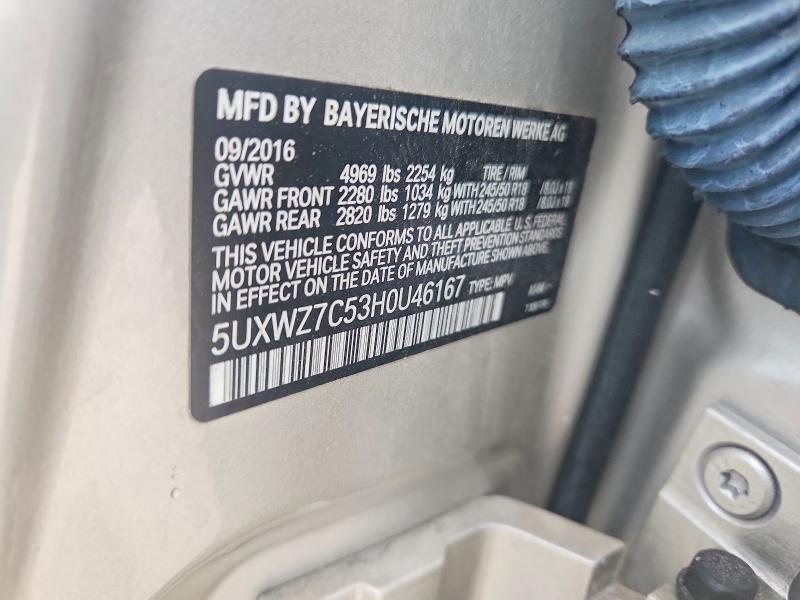 53573396 :رقم المزاد ، 5UXWZ7C53H0U46167 vin ، 2017 Bmw X3 مزاد بيع