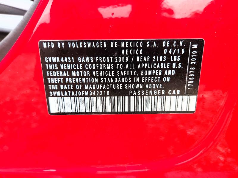 Aukcja sprzedaży 2015 Volkswagen Jetta, vin: 3VWLA7AJ0FM342318, numer aukcji: 54754666