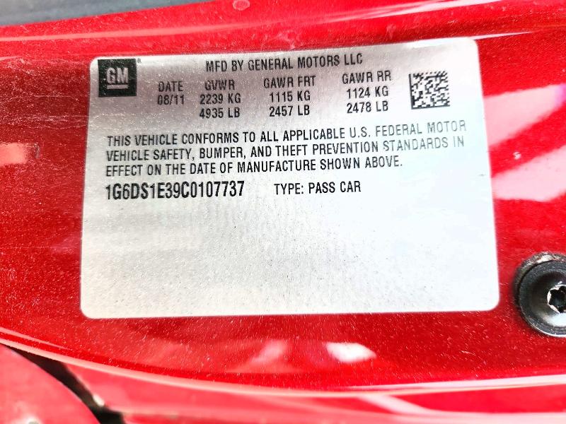2012 Cadillac Cts მანქანა იყიდება აუქციონზე, vin: 1G6DS1E39C0107737, აუქციონის ნომერი: 54510966