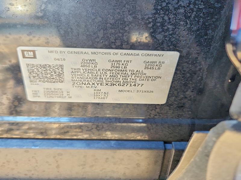Aukcja sprzedaży 2019 Chevrolet Equinox, vin: 2GNAXYEX3K6271477, numer aukcji: 52940946