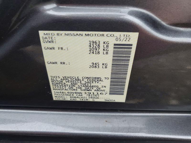 Продаж на аукціоні авто 2022 Nissan Altima, vin: 1N4BL4DV8NN391167, номер лоту: 55146336
