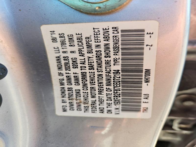 53812756 :رقم المزاد ، 19XFB2F87EE072194 vin ، 2014 Honda Civic مزاد بيع