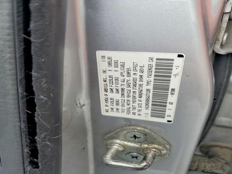 Auction sale of the 2006 Honda Accord, vin: 1HGCM568X6A071285, lot number: 52496846