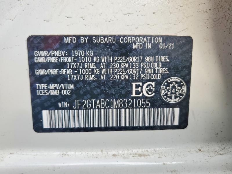 2021 Subaru Crosstrek მანქანა იყიდება აუქციონზე, vin: JF2GTABC1M8321055, აუქციონის ნომერი: 54321896