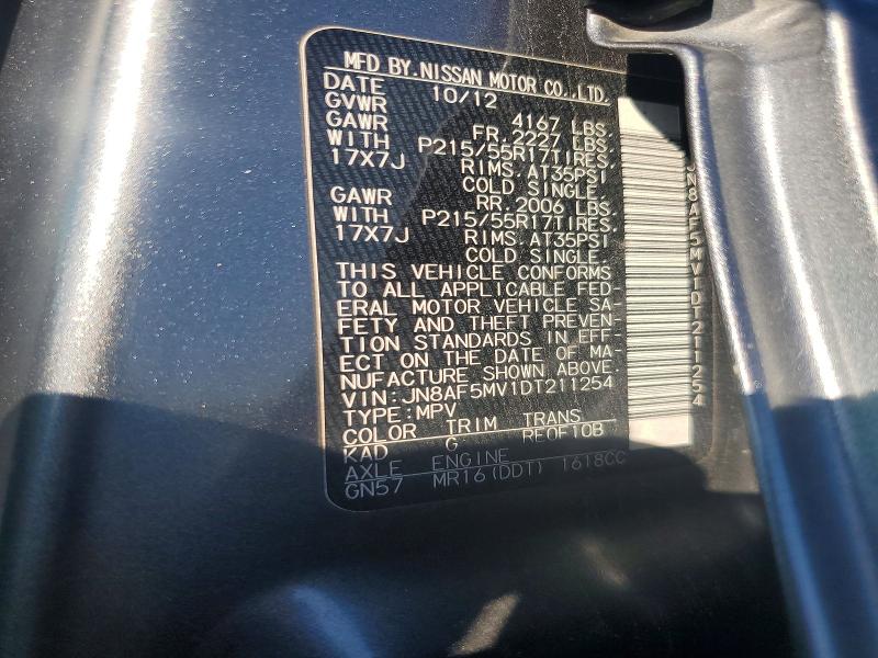 2013 Nissan Juke მანქანა იყიდება აუქციონზე, vin: JN8AF5MV1DT211254, აუქციონის ნომერი: 52080976