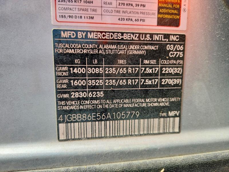 Продаж на аукціоні авто 2006 Mercedes-benz Ml, vin: 4JGBB86E56A105779, номер лоту: 50361906