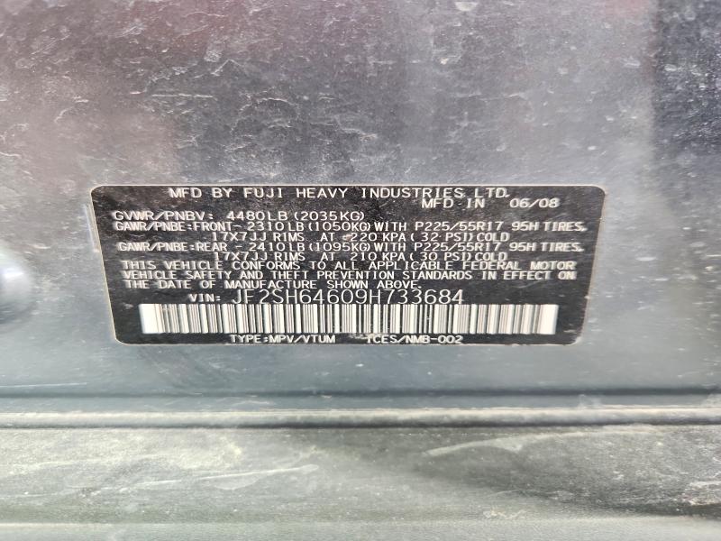 2009 Subaru Forester მანქანა იყიდება აუქციონზე, vin: JF2SH64609H733684, აუქციონის ნომერი: 52864106