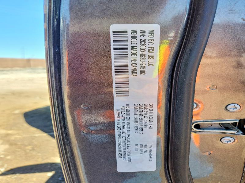 53568186 :رقم المزاد ، 2C3CDXHG3LH245102 vin ، 2020 Dodge Charger مزاد بيع