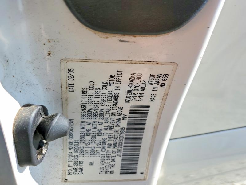 2005 Lexus Gx მანქანა იყიდება აუქციონზე, vin: JTJBT20XX50078685, აუქციონის ნომერი: 54040836