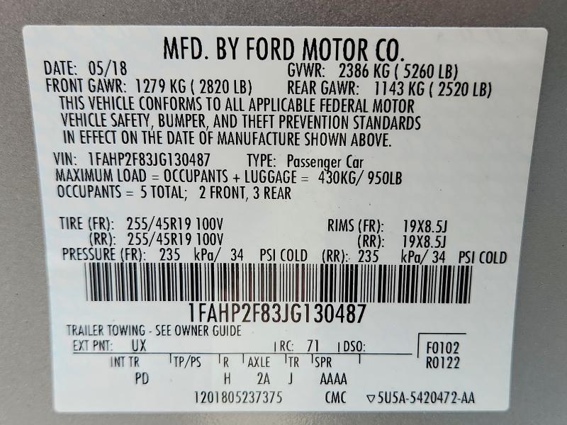 Продажа на аукционе авто 2018 Ford Taurus, vin: 1FAHP2F83JG130487, номер лота: 54640536