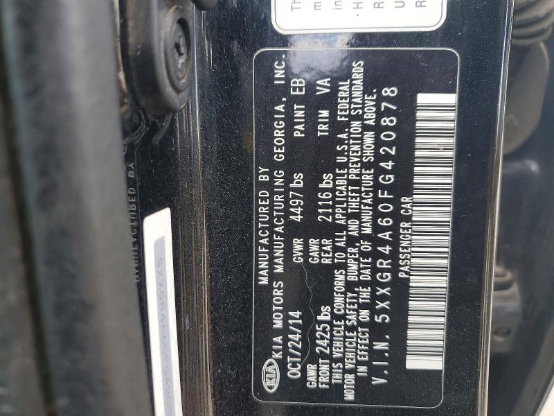 53797176 :رقم المزاد ، 5XXGR4A60FG420878 vin ، 2015 Kia Optima مزاد بيع