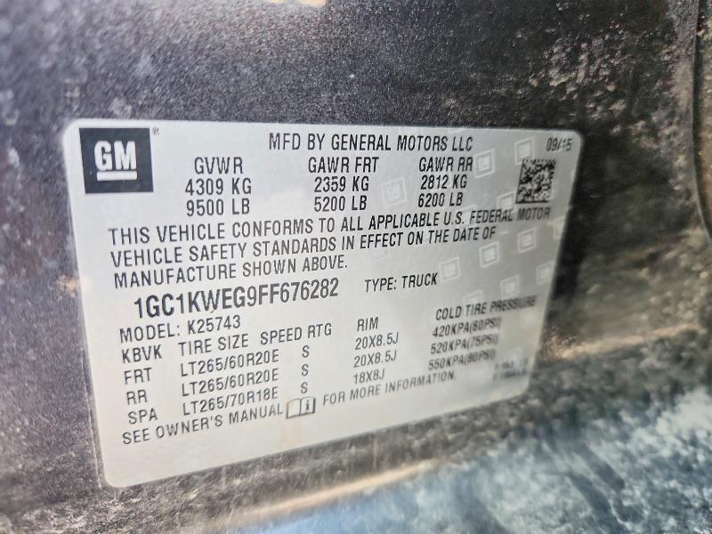 Aukcja sprzedaży 2015 Chevrolet Silverado, vin: 1GC1KWEG9FF676282, numer aukcji: 54628166