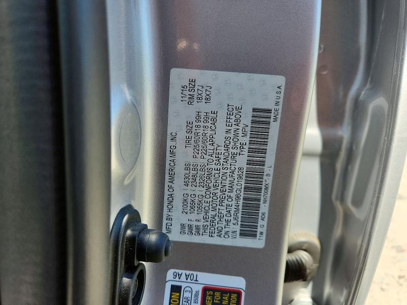 Продаж на аукціоні авто 2016 Honda Cr-v, vin: 5J6RM4H96GL019628, номер лоту: 51800906