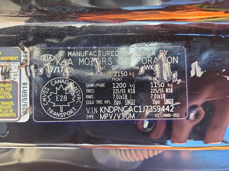 Aukcja sprzedaży 2018 Kia Sportage, vin: KNDPNCAC1J7359442, numer aukcji: 53975666