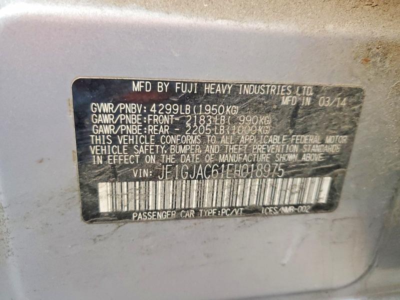 54836906 :رقم المزاد ، JF1GJAC61EH018975 vin ، 2014 Subaru Impreza مزاد بيع