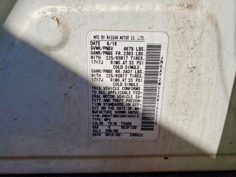 Aukcja sprzedaży 2016 Nissan Rogue, vin: JN8AT2MV2GW140012, numer aukcji: 52126946