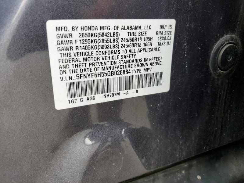 Продаж на аукціоні авто 2016 Honda Pilot, vin: 5FNYF6H55GB026884, номер лоту: 52576216