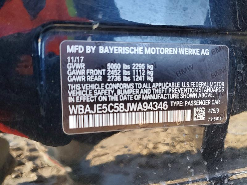 Aukcja sprzedaży 2018 Bmw 540, vin: WBAJE5C58JWA94346, numer aukcji: 55130196