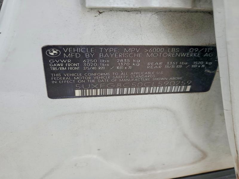 Продаж на аукціоні авто 2012 Bmw X6, vin: 5UXFG8C50CL590259, номер лоту: 53333086