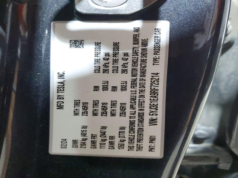 Продажа на аукционе авто 2024 Tesla Model 3, vin: 5YJ3E1EA9RF725214, номер лота: 54198176