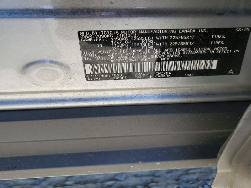 53795916 :رقم المزاد ، 2T3K1RFV3SW405667 vin ، 2025 Toyota Rav4 مزاد بيع
