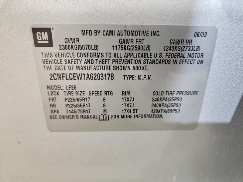 Продажа на аукционе авто 2010 Chevrolet Equinox, vin: 2CNFLCEW7A6203178, номер лота: 55437036