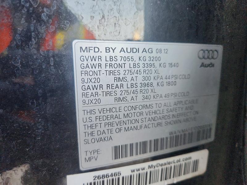 Aukcja sprzedaży 2013 Audi Q7, vin: WA1VMAFE1DD003081, numer aukcji: 47179756