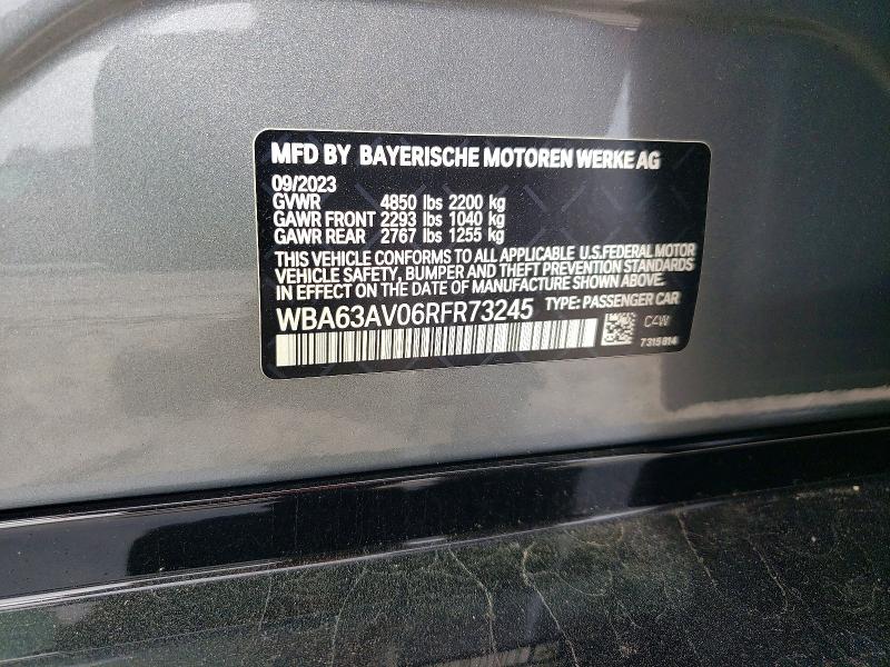 Продажа на аукционе авто 2024 Bmw 430i, vin: WBA63AV06RFR73245, номер лота: 52896316