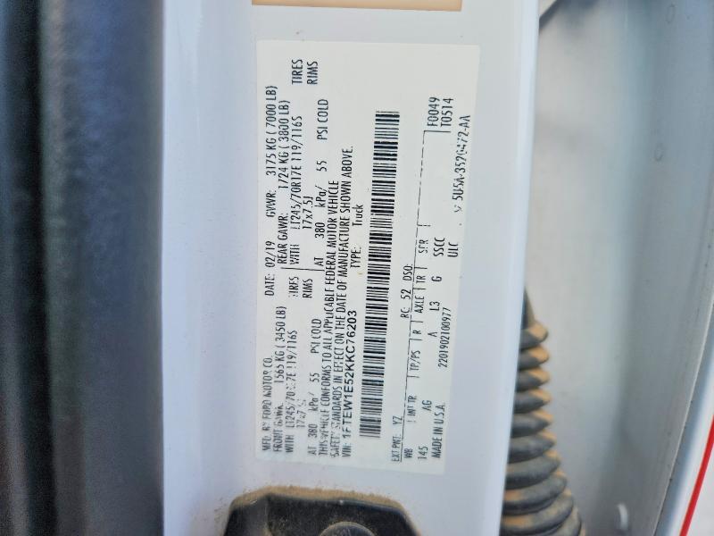 2019 Ford F150 მანქანა იყიდება აუქციონზე, vin: 1FTEW1E52KKC76203, აუქციონის ნომერი: 54291296