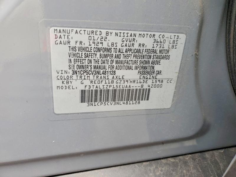 Aukcja sprzedaży 2022 Nissan Kicks, vin: 3N1CP5CV3NL481128, numer aukcji: 53013666