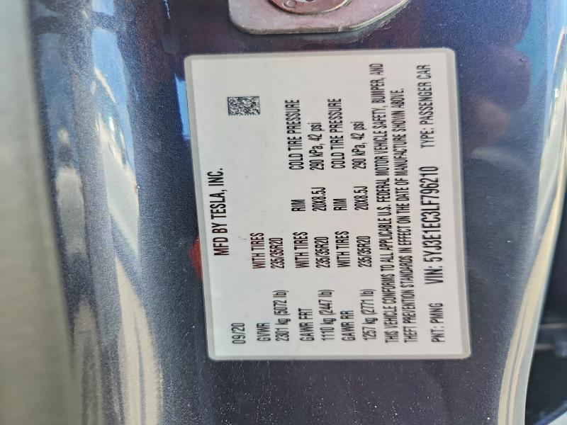 Продажа на аукционе авто 2020 Tesla Model 3, vin: 5YJ3E1EC3LF796210, номер лота: 54017316